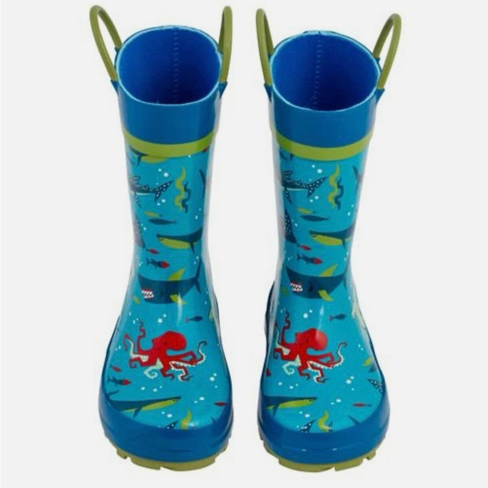 Blue and Green Rain & Snow Boots with Sea Life Design
